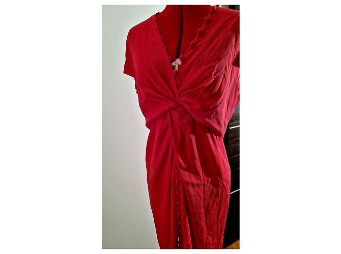 Paule Ka 'Geranium' rotes Kleid aus Triacetat und Polyester - Ansicht 11
