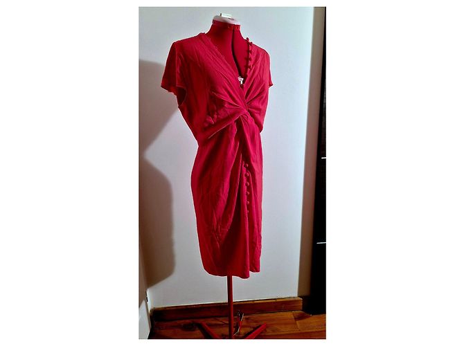 Paule Ka 'Geranium' rotes Kleid aus Triacetat und Polyester - Ansicht 13