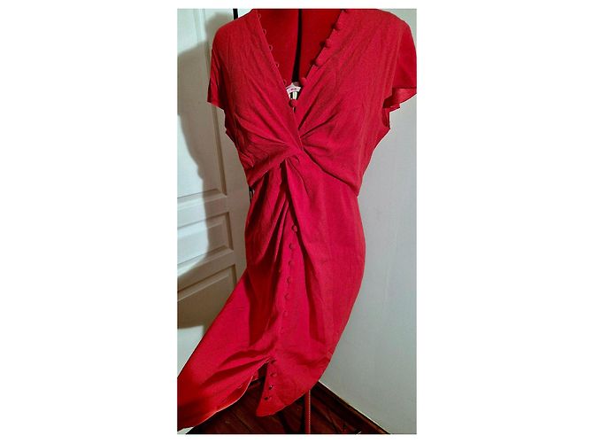 Paule Ka 'Geranium' rotes Kleid aus Triacetat und Polyester - Ansicht 3