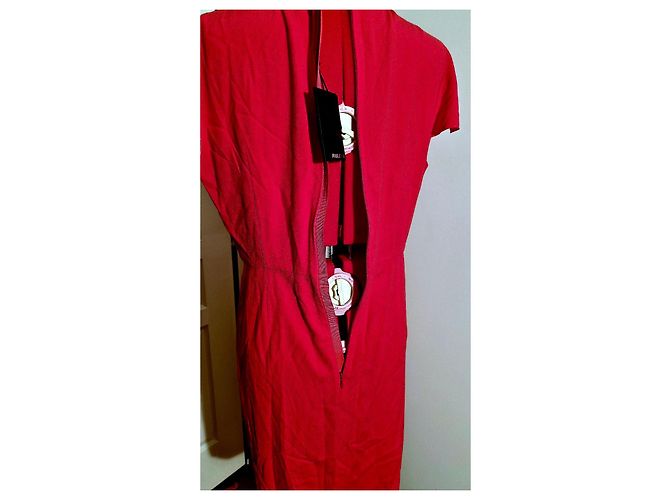 Paule Ka 'Geranium' rotes Kleid aus Triacetat und Polyester - Ansicht 9