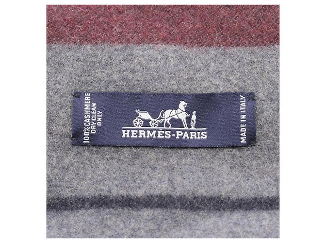 Hermès Sciarpa in cashmere Hermes Rocabar Marrone Bordò - vista 2