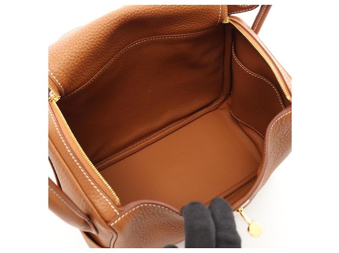 Hermès Borsa a tracolla Hermes Lindy 26 Gold Marrone - vista 3