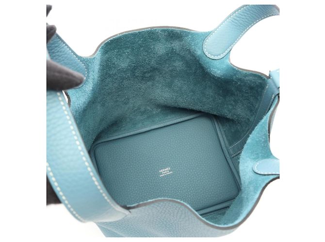 Hermès Borsa Hermes Picotin Lock PM in New Blue Jean - vista 3