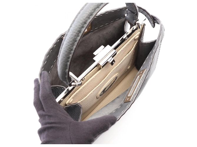 Borsa 2-Way Fendi Peekaboo I.U Medium Selleria Marrone - vista 3