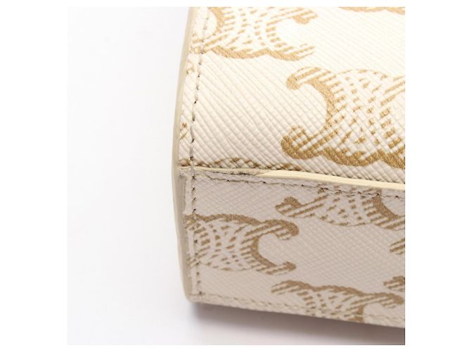 Céline Borsa Celine Mini Vertical Cabas Triomphe Marrone Bianco - vista 6