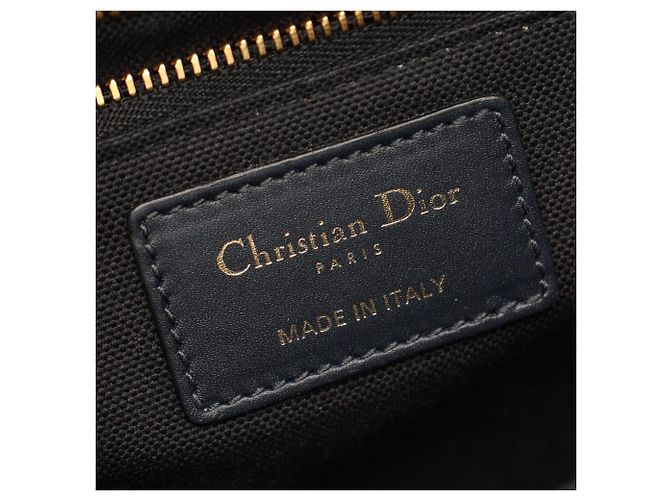 Borsa a tracolla Christian Dior 30 Montaigne in jacquard Oblique Beige Blu navy - vista 4