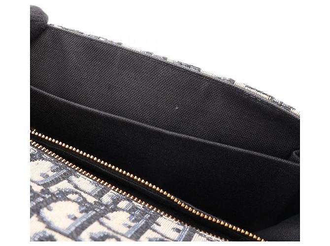 Borsa a tracolla Christian Dior 30 Montaigne in jacquard Oblique Beige Blu navy - vista 5