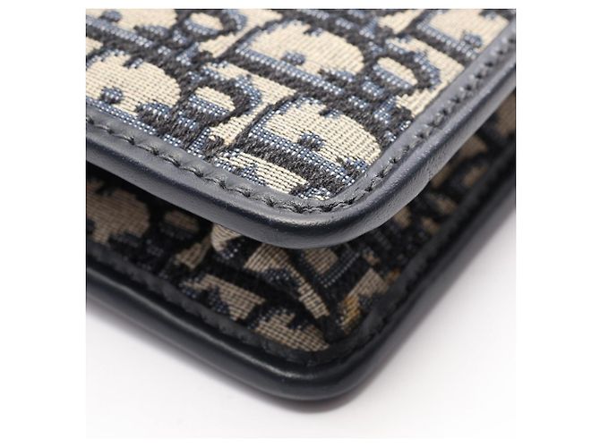 Borsa a tracolla Christian Dior 30 Montaigne in jacquard Oblique Beige Blu navy - vista 6