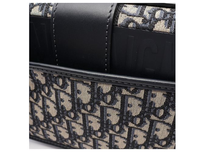 Borsa a tracolla Christian Dior 30 Montaigne in jacquard Oblique Beige Blu navy - vista 8