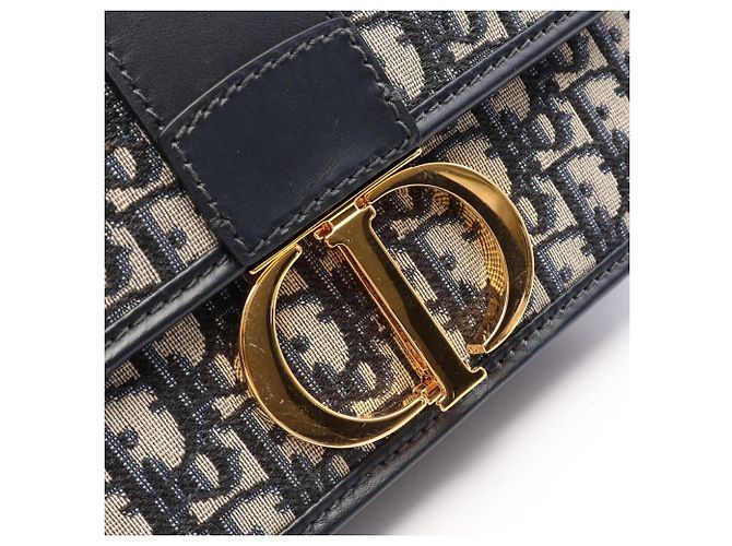 Borsa a tracolla Christian Dior 30 Montaigne in jacquard Oblique Beige Blu navy - vista 9