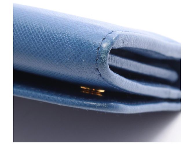 Prada Saffiano Metal Bi-fold Long Wallet Blau - Ansicht 10