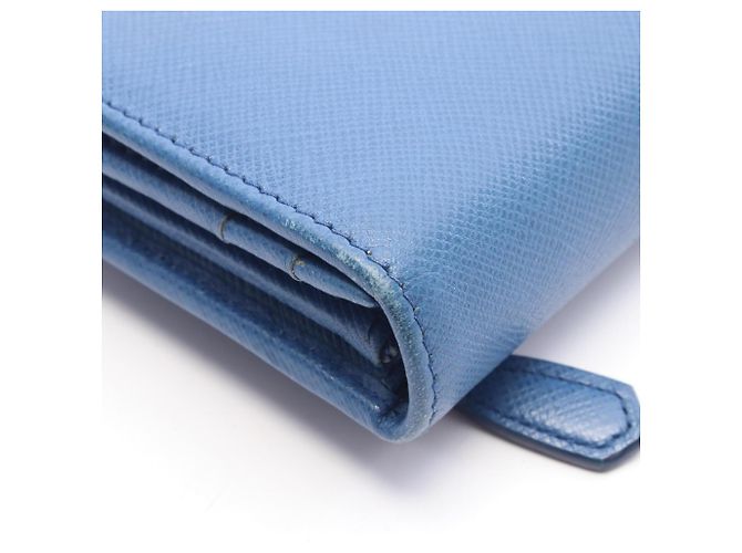 Prada Saffiano Metal Bi-fold Long Wallet Blau - Ansicht 8