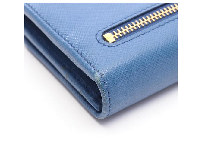 Prada Saffiano Metal Bi-fold Long Wallet Blau - Ansicht 9