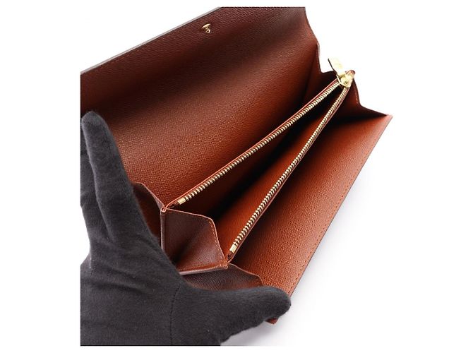 Louis Vuitton Pochette Portemonnaie Credit Monogram Long Wallet Marrone - vista 3