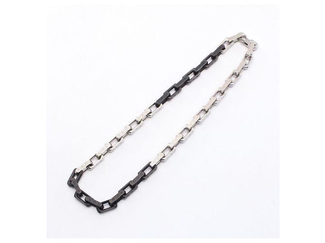 Louis Vuitton Collier Monogram Chain Necklace Negro Plata - vista 2