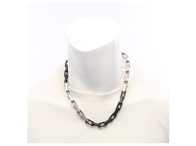 Louis Vuitton Collier Monogram Chain Necklace Negro Plata - vista 4