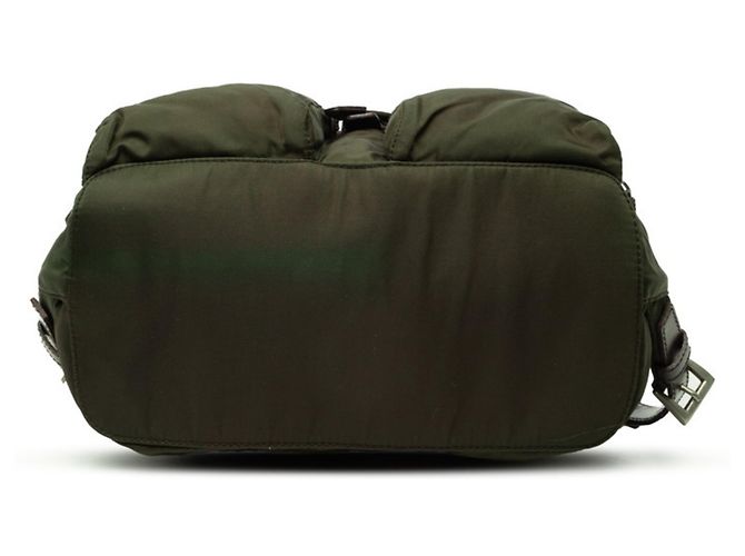 Prada Triangle Logo Plate Vera Backpack Khaki - view 3