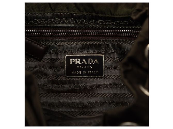Prada Triangle Logo Plate Vera Backpack Khaki - view 5
