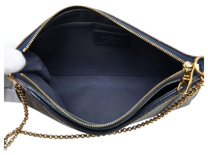 Borsa a spalla clutch Louis Vuitton Monogram Pallas Marrone Blu navy - vista 6
