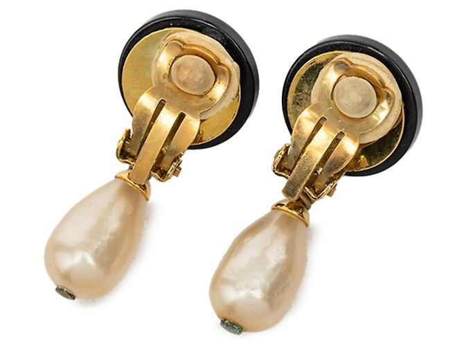 Timeless Orecchini vintage Chanel Coco Mark Nero D'oro - vista 2
