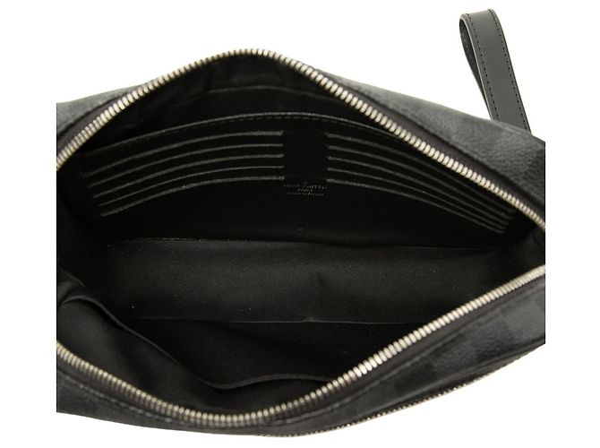 Louis Vuitton Damier Graphite Pochette Kasai Clutch Bag Nero - vista 4