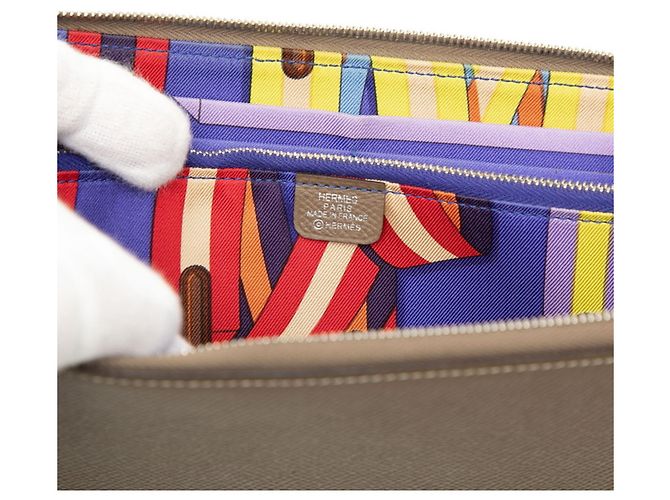 Hermès Hermes Azap Silkui Sangles Round Zip Long Wallet Brown Taupe - view 5