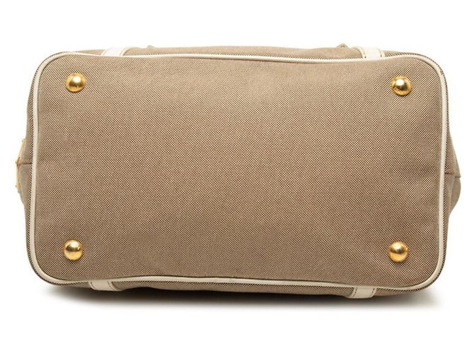 Prada Logo Jacquard Tote Bag Brown White - view 3