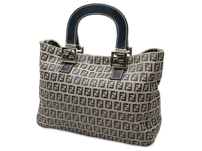 Borsa Fendi Zucchino Beige Blu navy - vista 2