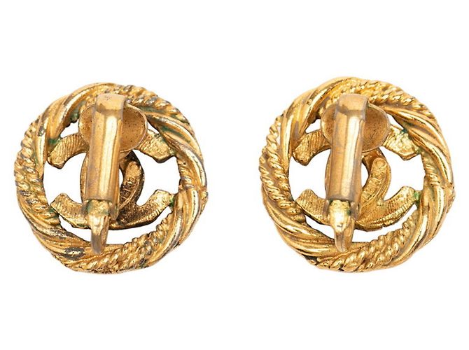 Chanel Coco Mark Round Twist Ohrringe Golden - Ansicht 2