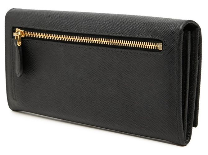 Saffiano Prada Bi-fold Long Wallet mit Dreiecks-Logo-Plakette Schwarz - Ansicht 2