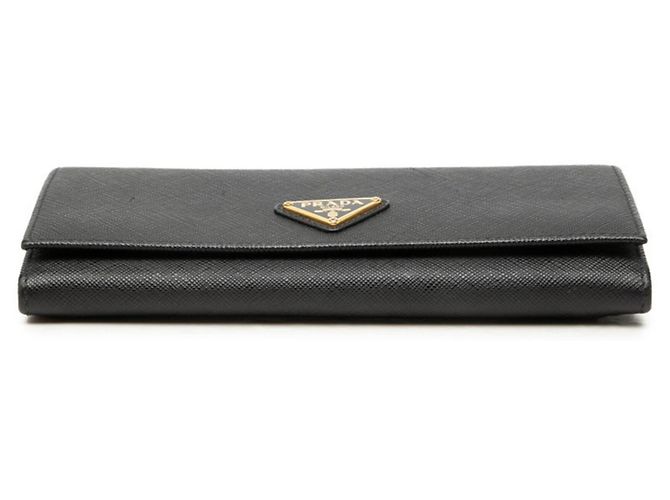 Saffiano Prada Bi-fold Long Wallet mit Dreiecks-Logo-Plakette Schwarz - Ansicht 3