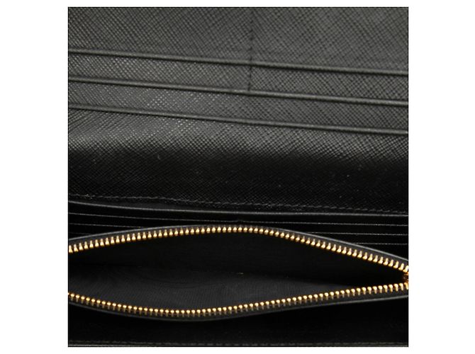 Saffiano Prada Bi-fold Long Wallet mit Dreiecks-Logo-Plakette Schwarz - Ansicht 4