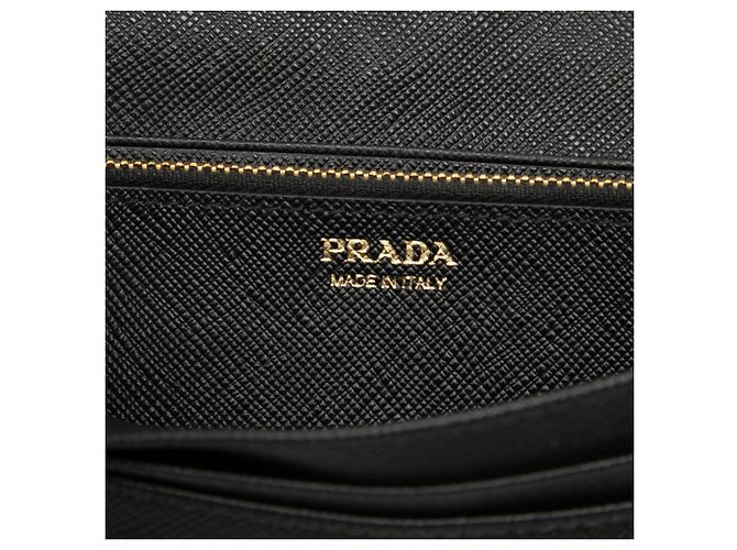 Saffiano Prada Bi-fold Long Wallet mit Dreiecks-Logo-Plakette Schwarz - Ansicht 5