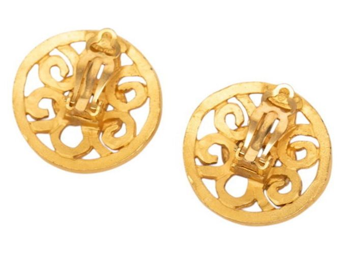 Chanel Coco Mark Runde Vintage Clip-Ohrringe Golden - Ansicht 2