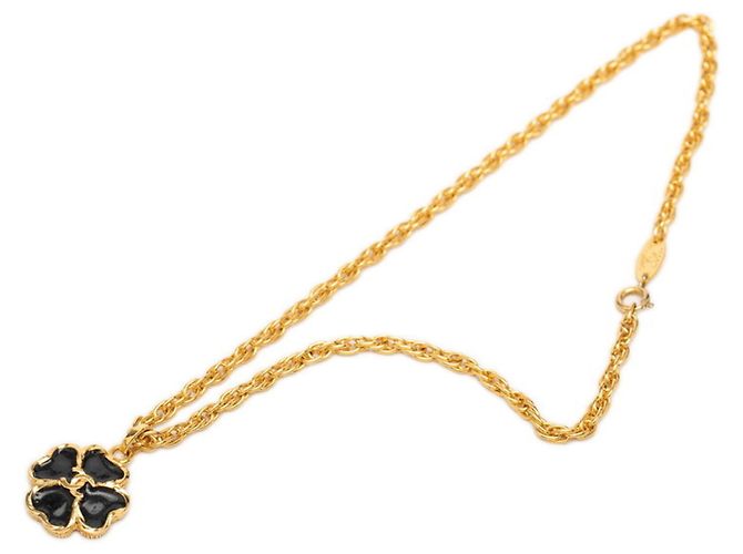 Timeless Chanel Coco Mark Kleeblatt Kettenhalskette Anhänger Golden - Ansicht 4