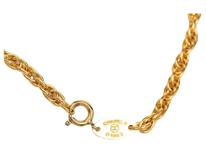 Timeless Chanel Coco Mark Kleeblatt Kettenhalskette Anhänger Golden - Ansicht 6