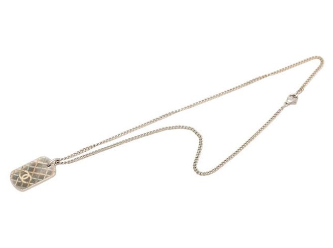 Chanel Coco Mark Dog Tag Kettenhalskette Silber Mehrfarben - Ansicht 3