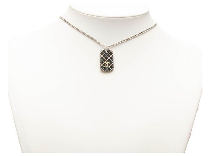 Chanel Coco Mark Dog Tag Kettenhalskette Silber Mehrfarben - Ansicht 6