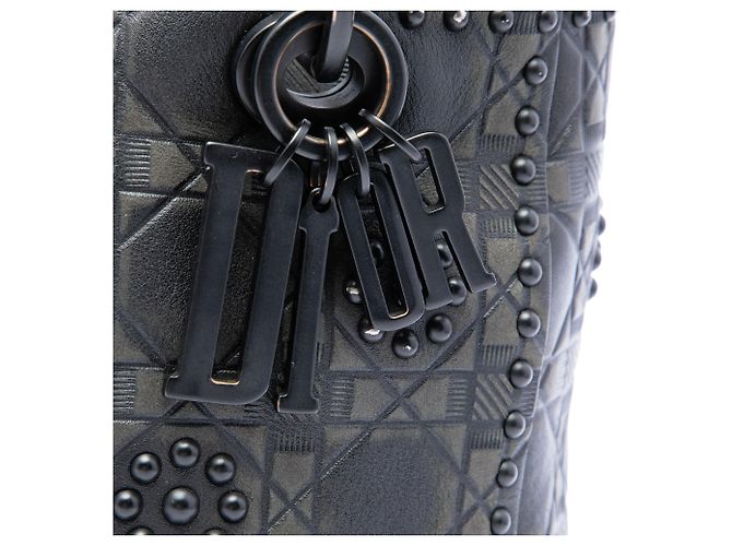 Autre Marque Dior Black Medium Ultra Matte Calfskin Cannage Studded Supple Lady Dior Nero - vista 5