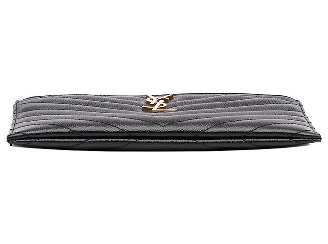 Autre Marque Saint Laurent Black Chevron Grain De Poudre Monogram Bill Pouch Nero - vista 3