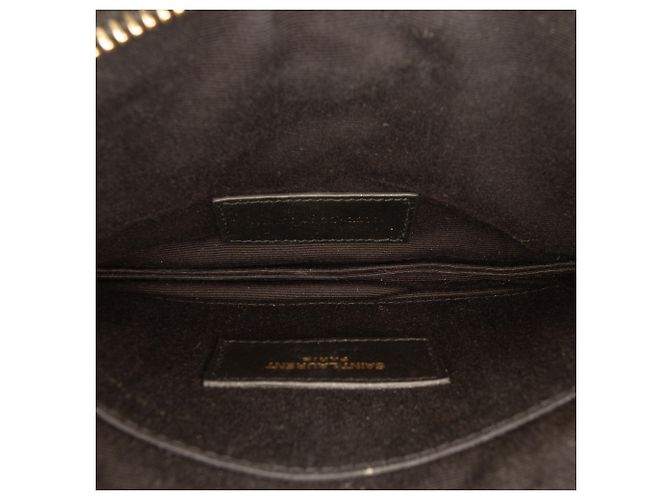 Autre Marque Saint Laurent Black Chevron Grain De Poudre Monogram Bill Pouch Nero - vista 4
