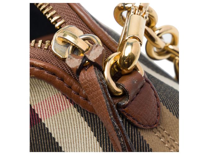 Borsa Satchel Convertibile Derby Abingdon Burberry in Tela House Check Marrone - vista 6