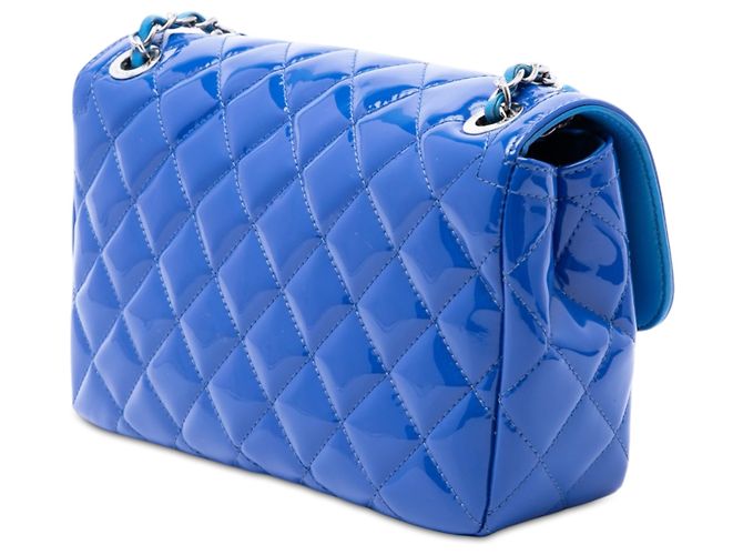 Chanel Blue Medium Quilted Patent Coco Shine Flap Azul - vista 2