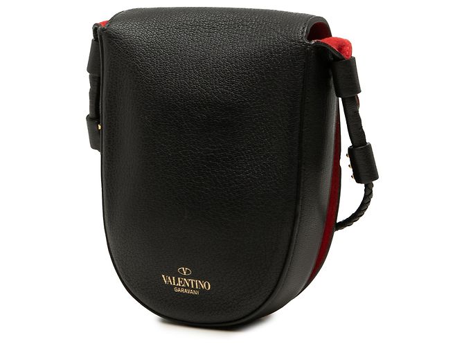 Valentino Borsa Crossbody VRing in Pelle di Capra Nera Nero - vista 2
