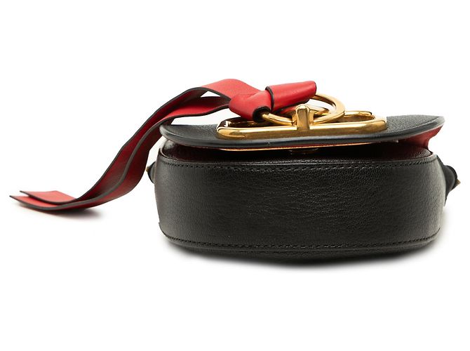 Valentino Borsa Crossbody VRing in Pelle di Capra Nera Nero - vista 3