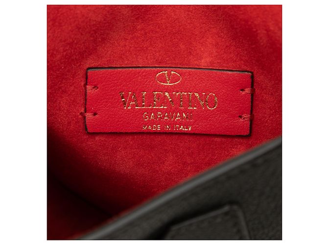 Valentino Borsa Crossbody VRing in Pelle di Capra Nera Nero - vista 5