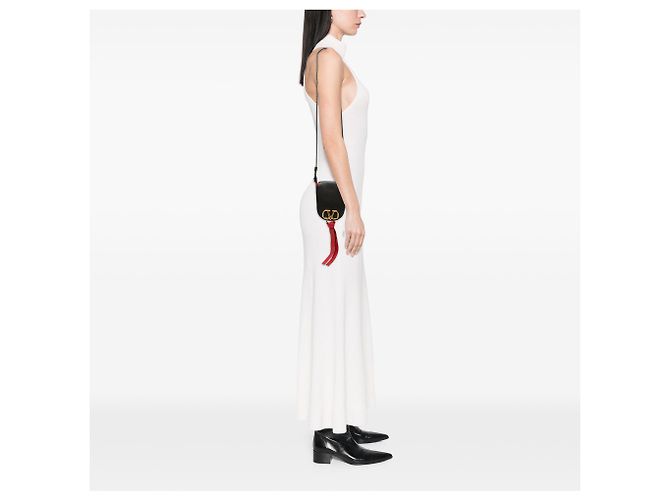 Valentino Borsa Crossbody VRing in Pelle di Capra Nera Nero - vista 6