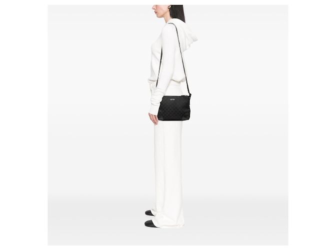 Borsa a tracolla Gucci in canvas GG nero - vista 6