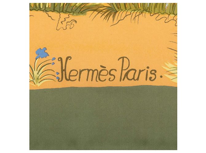 Hermès Green Nuba Mountain Seidentuch 90 Grün Olivgrün - Ansicht 2