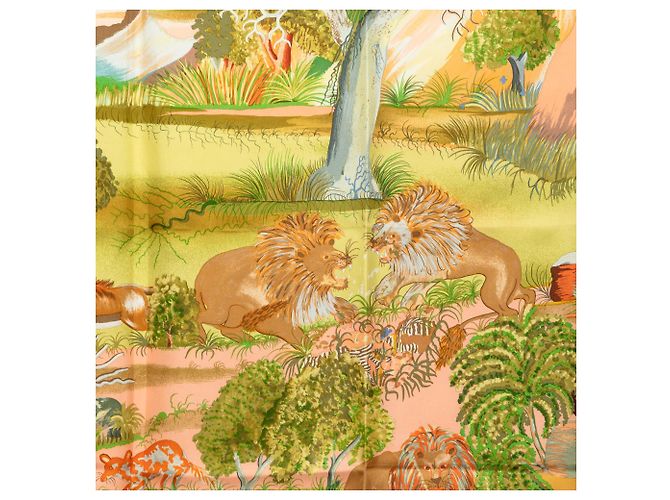 Hermès Green Nuba Mountain Seidentuch 90 Grün Olivgrün - Ansicht 7
